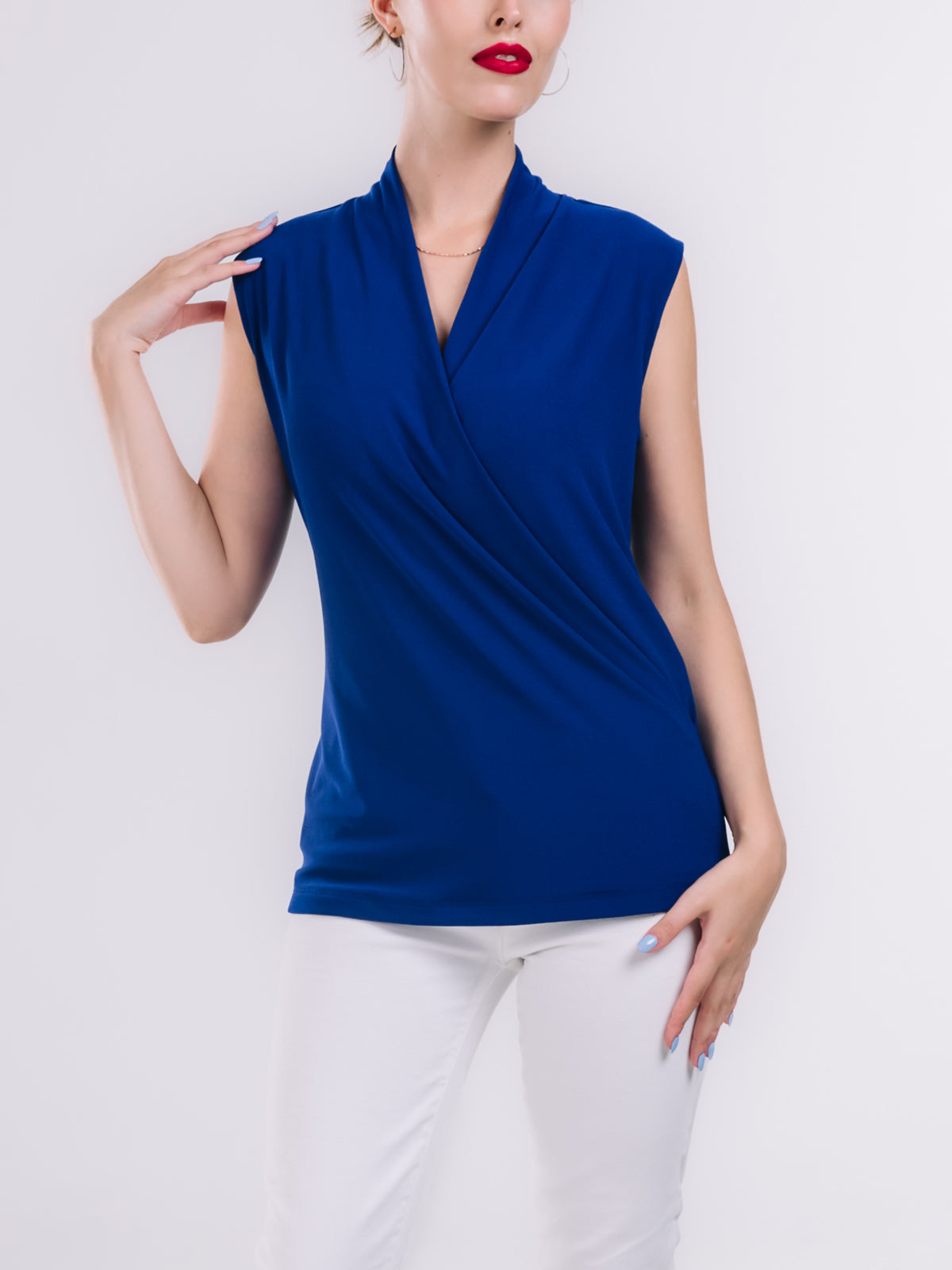 Surplice Wrap Sleeveless Top