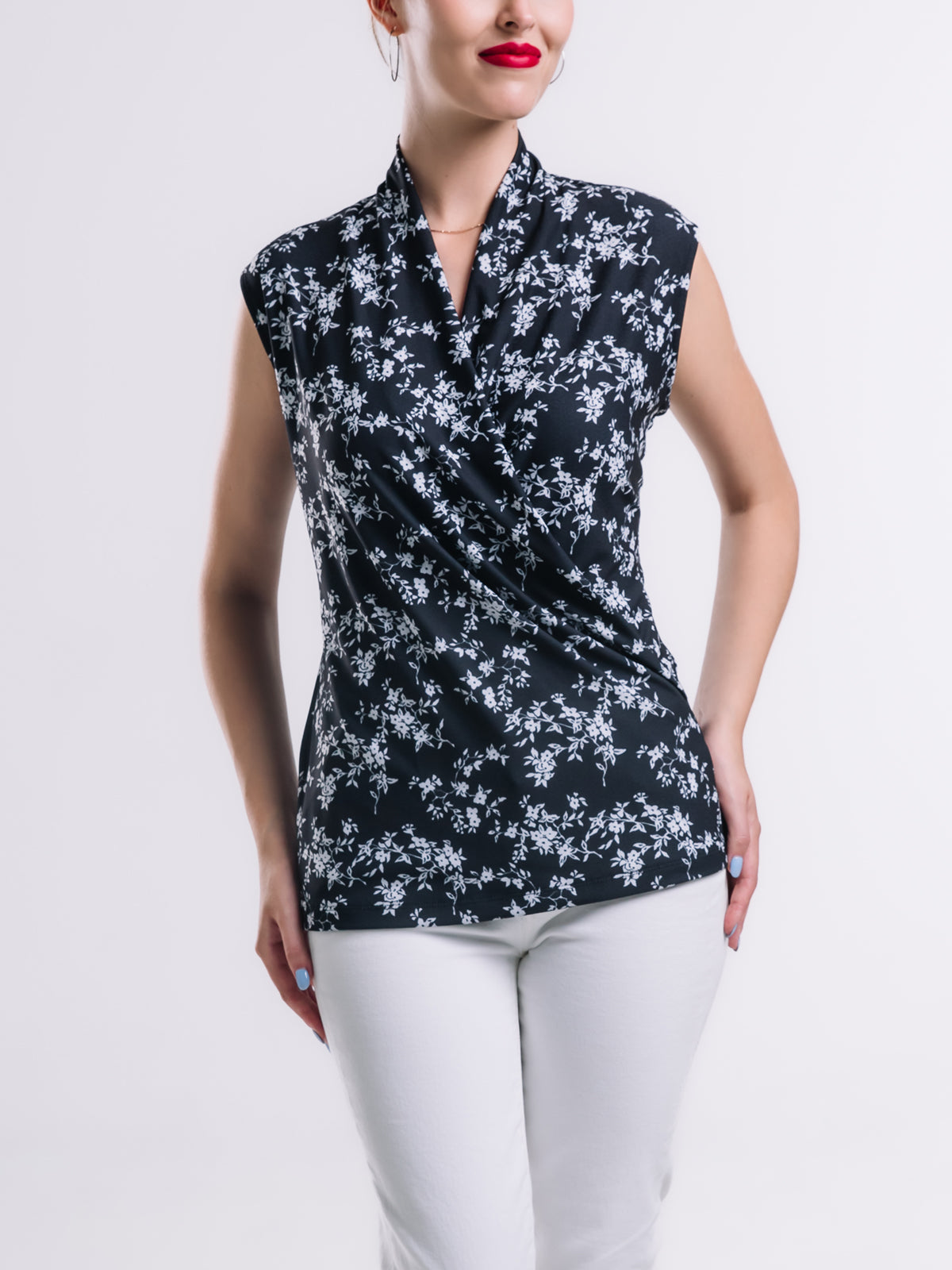 Surplice Wrap Sleeveless Top
