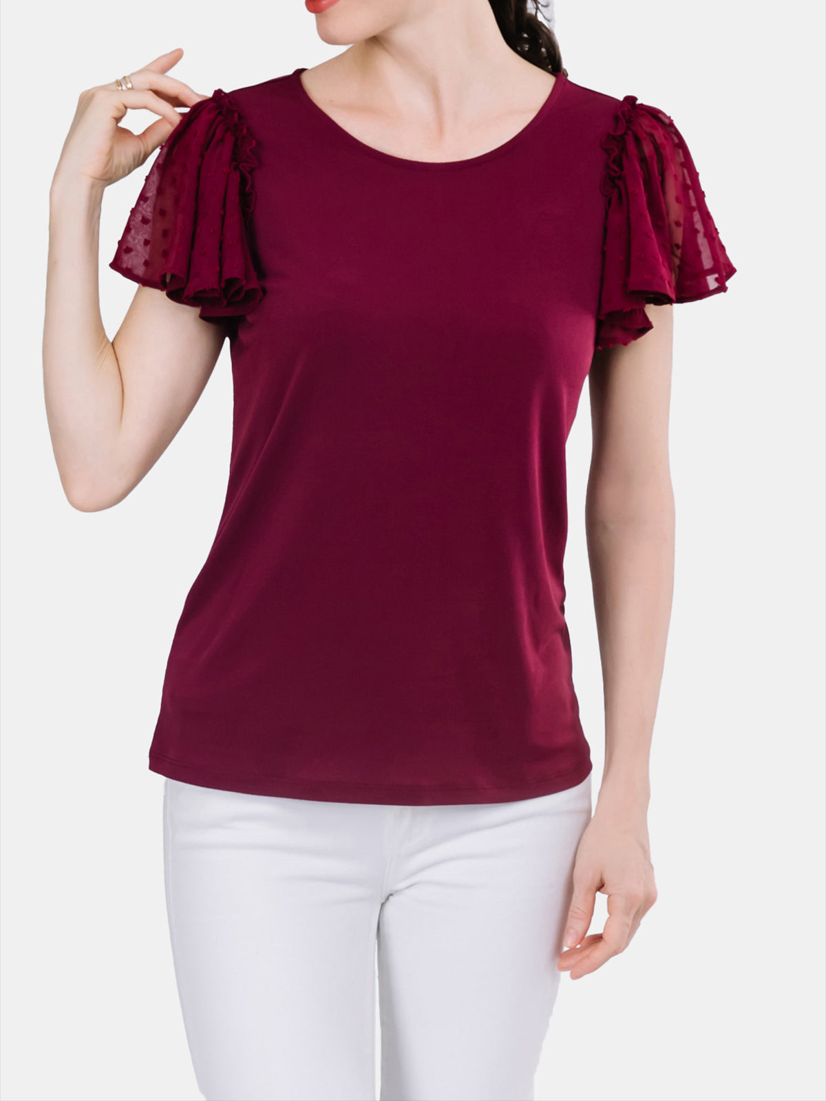 Flutter Swiss Dot Sleeve Top