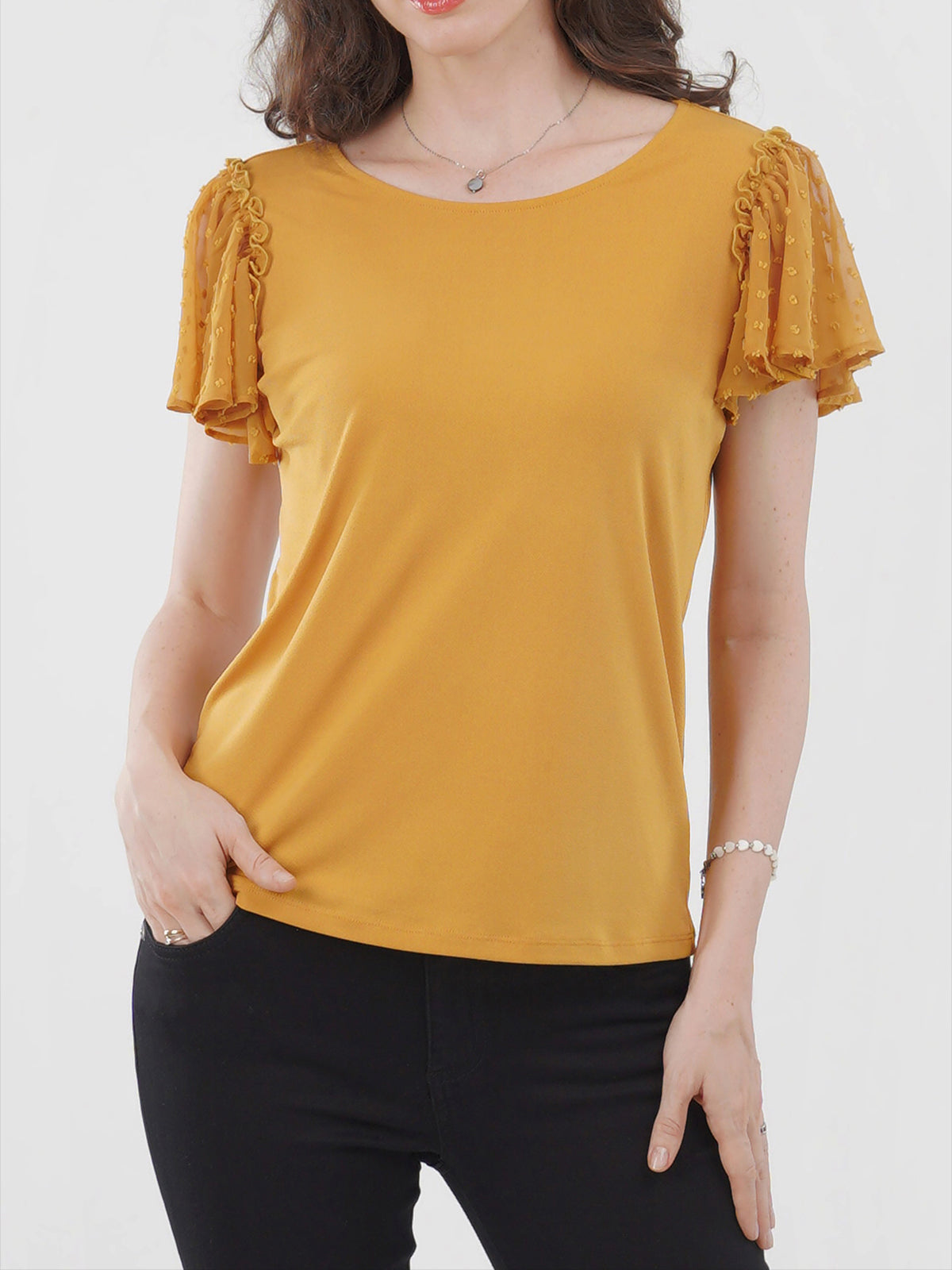 Flutter Swiss Dot Sleeve Top