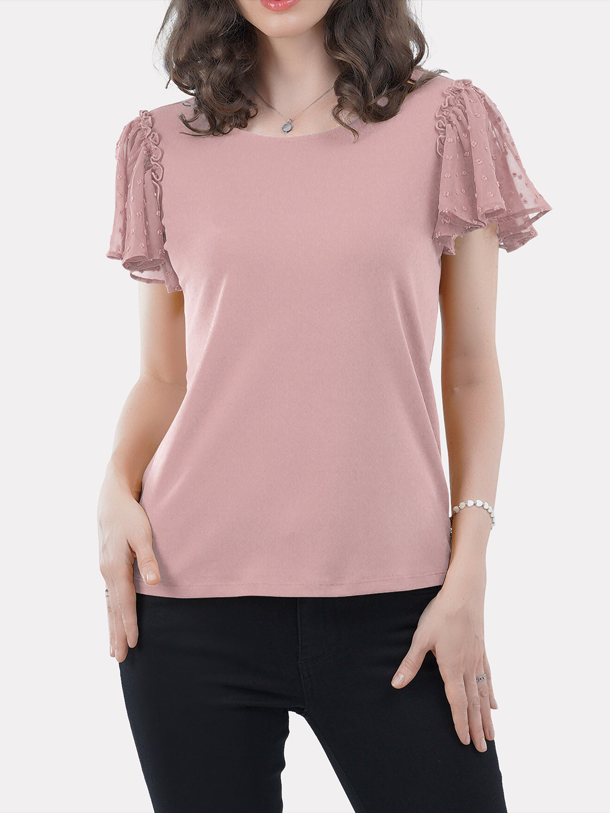 Flutter Swiss Dot Sleeve Top