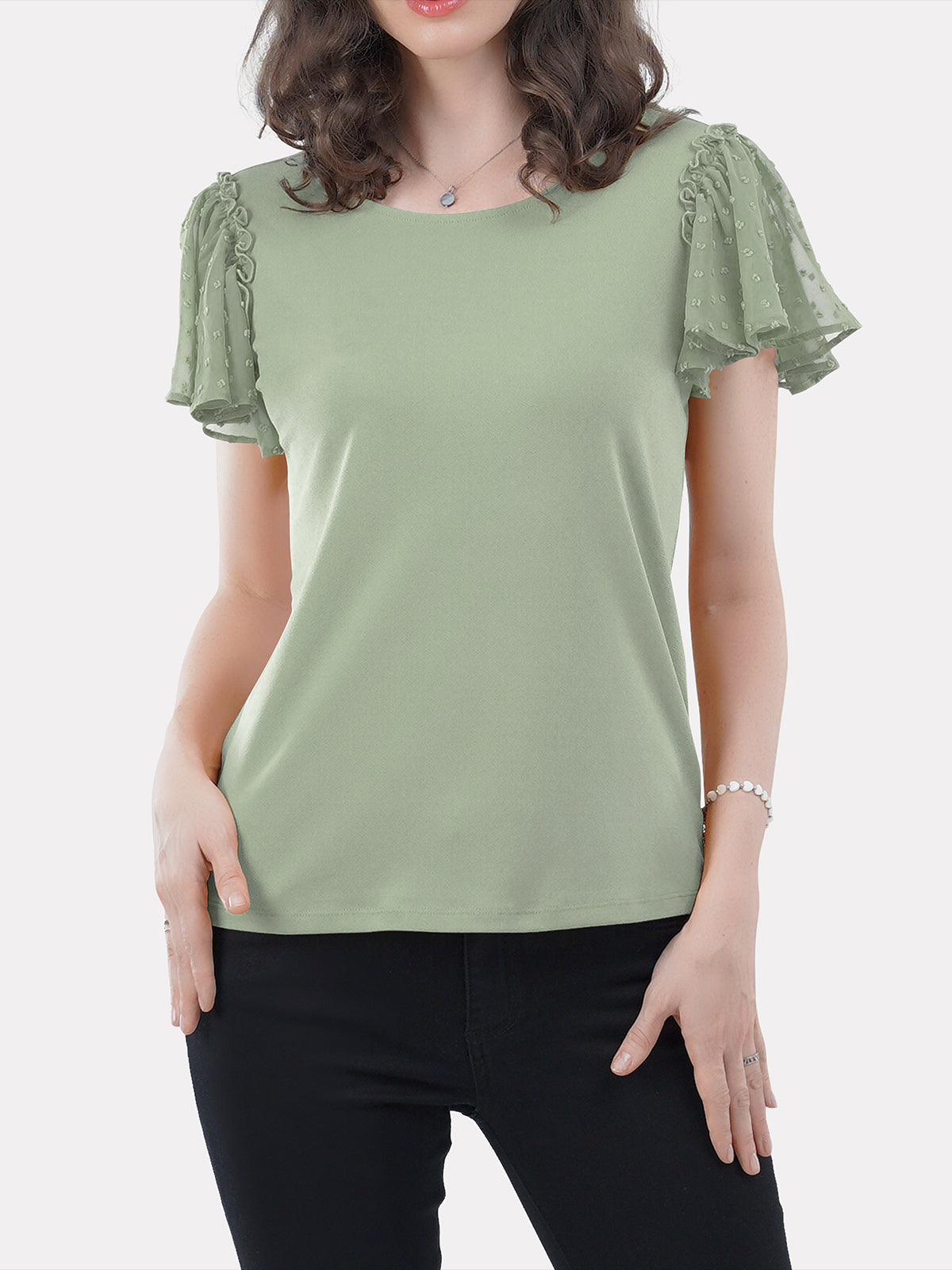 Flutter Swiss Dot Sleeve Top