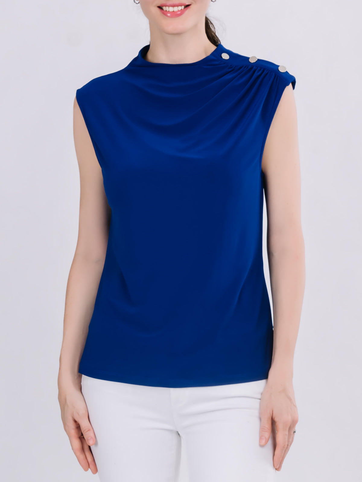 High Neck Ruched Sleeveless Top