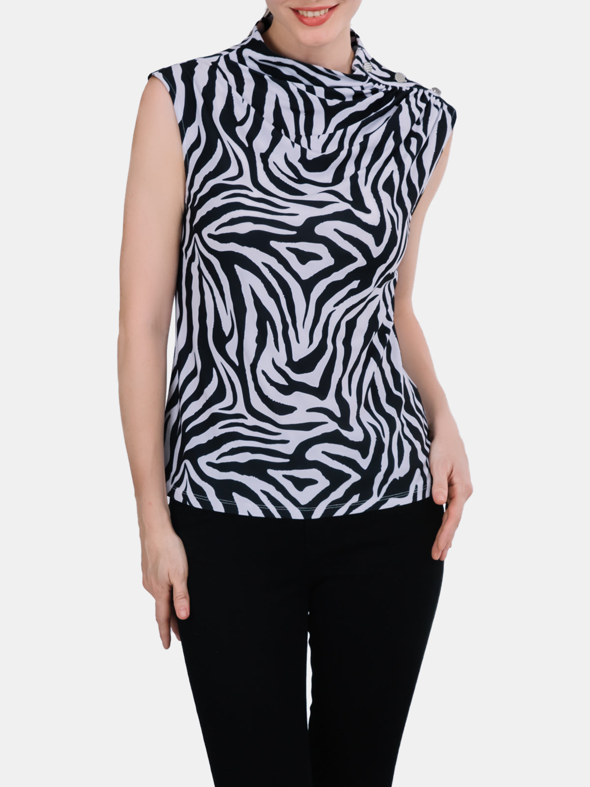 High Neck Ruched Sleeveless Top
