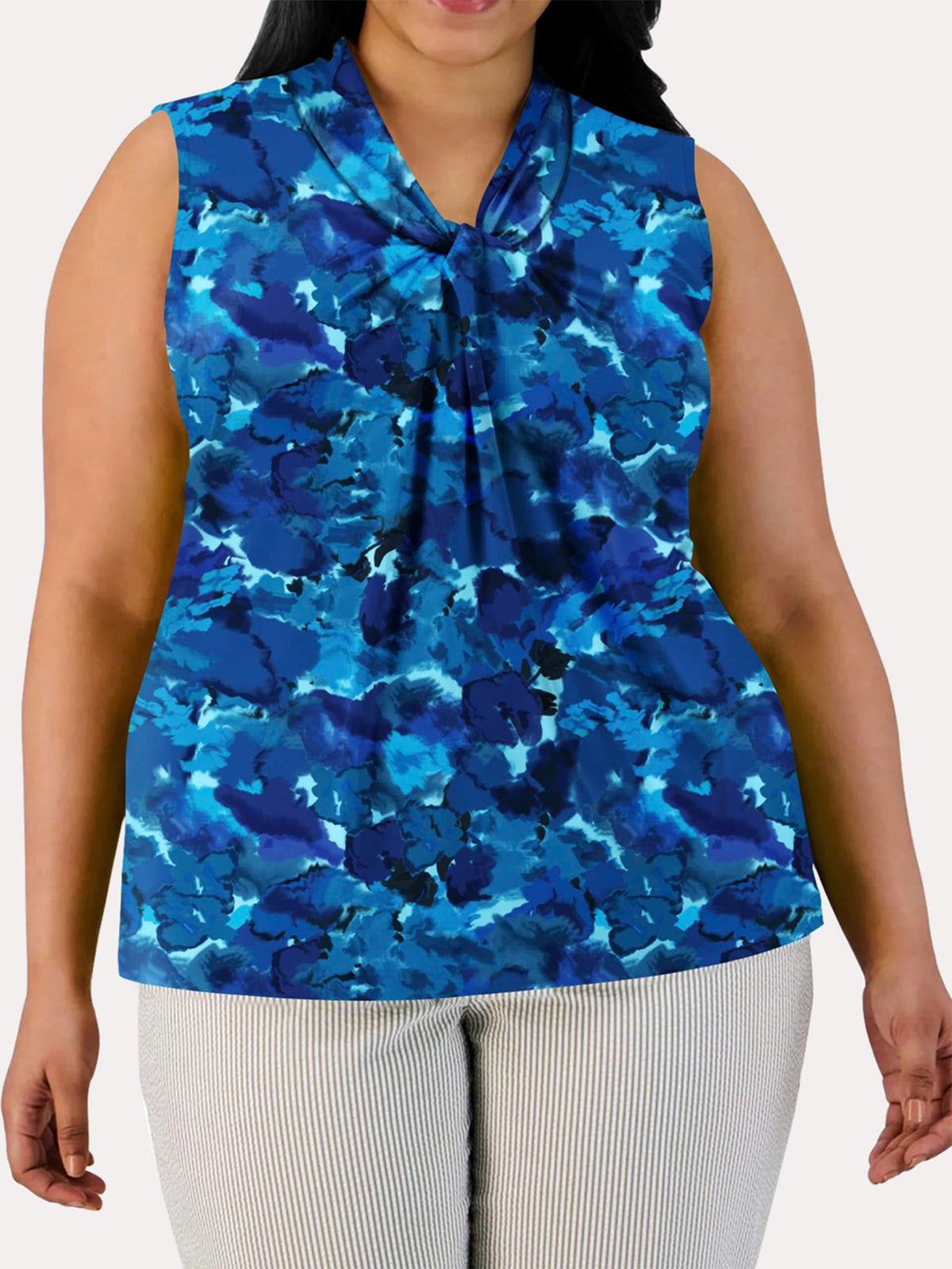 Gathered-Front Sleeveless Top - PLUS SIZE