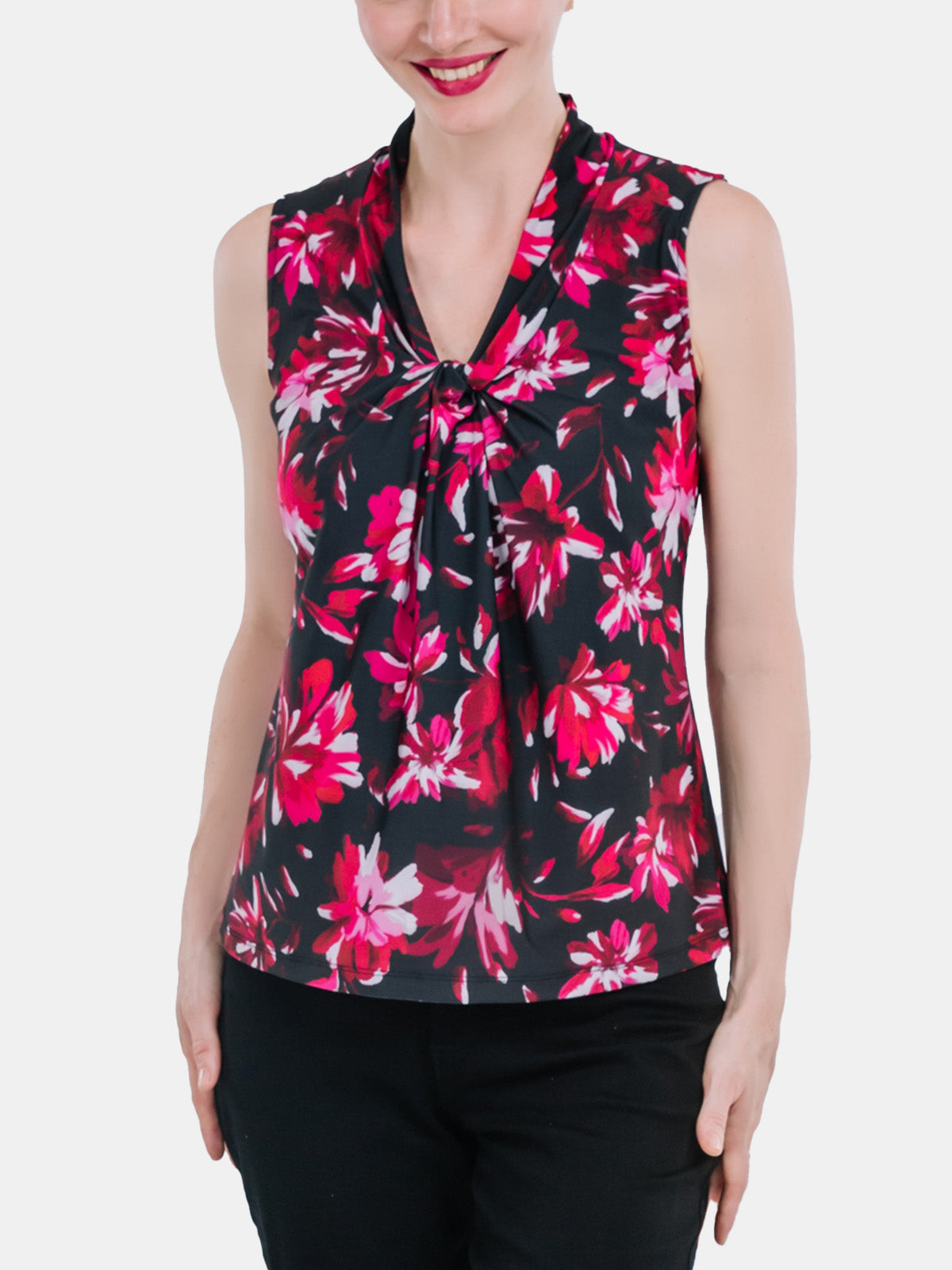 Gathered-Front Sleeveless Top