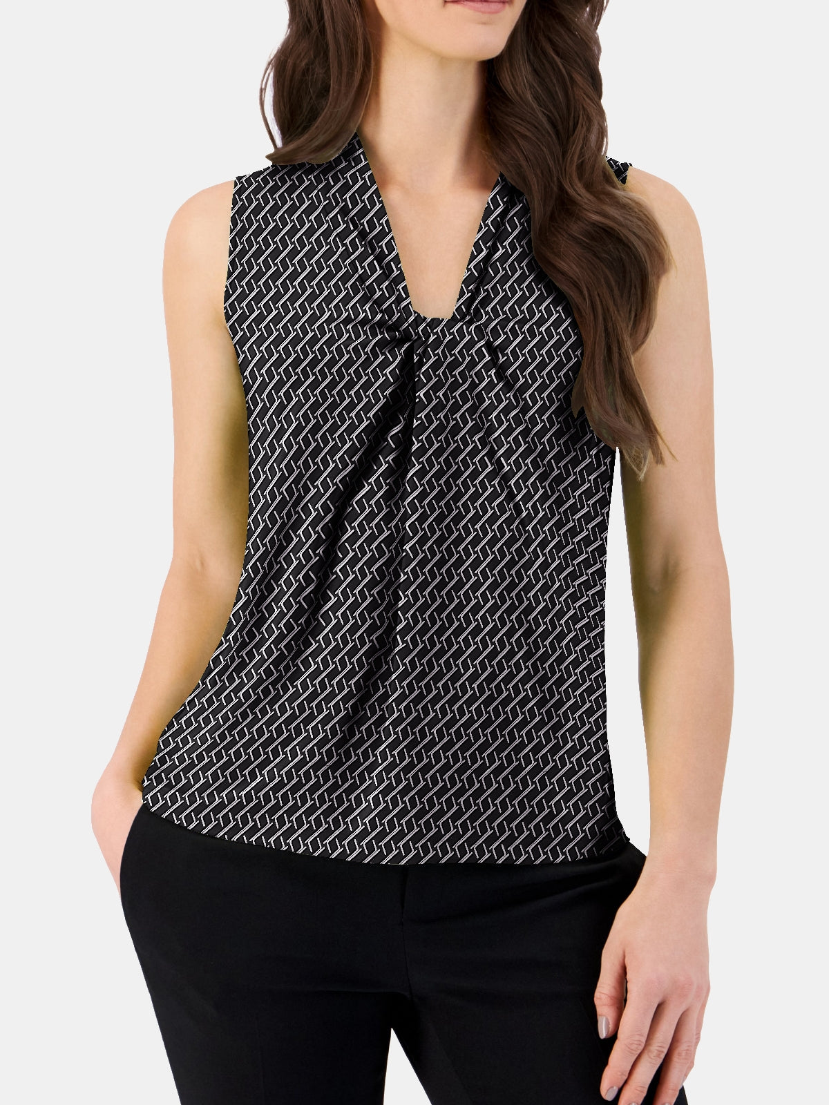 Gathered-Front Sleeveless Top