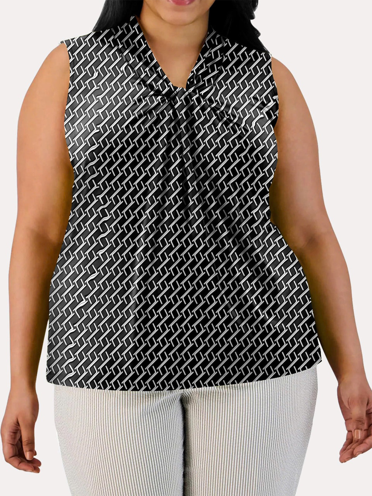 Gathered-Front Sleeveless Top - PLUS SIZE