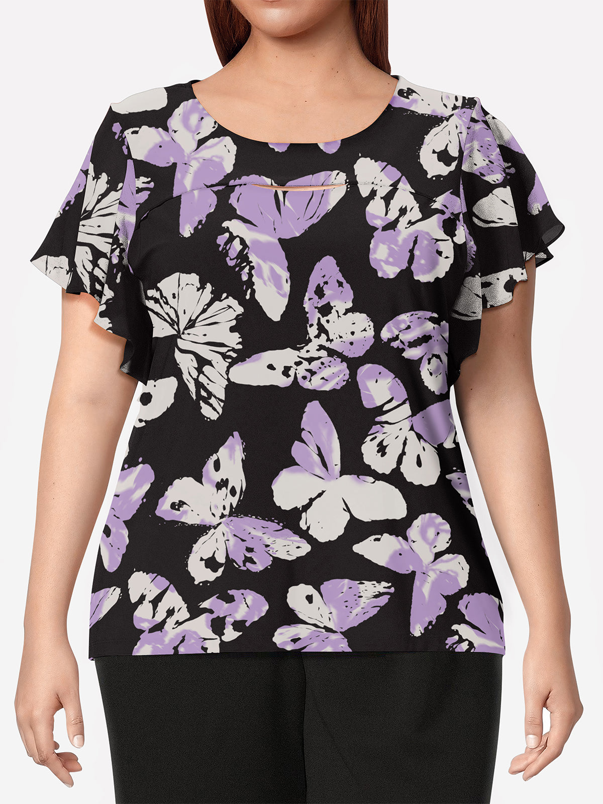 Cutout Short Sleeve Top - PLUS SIZE