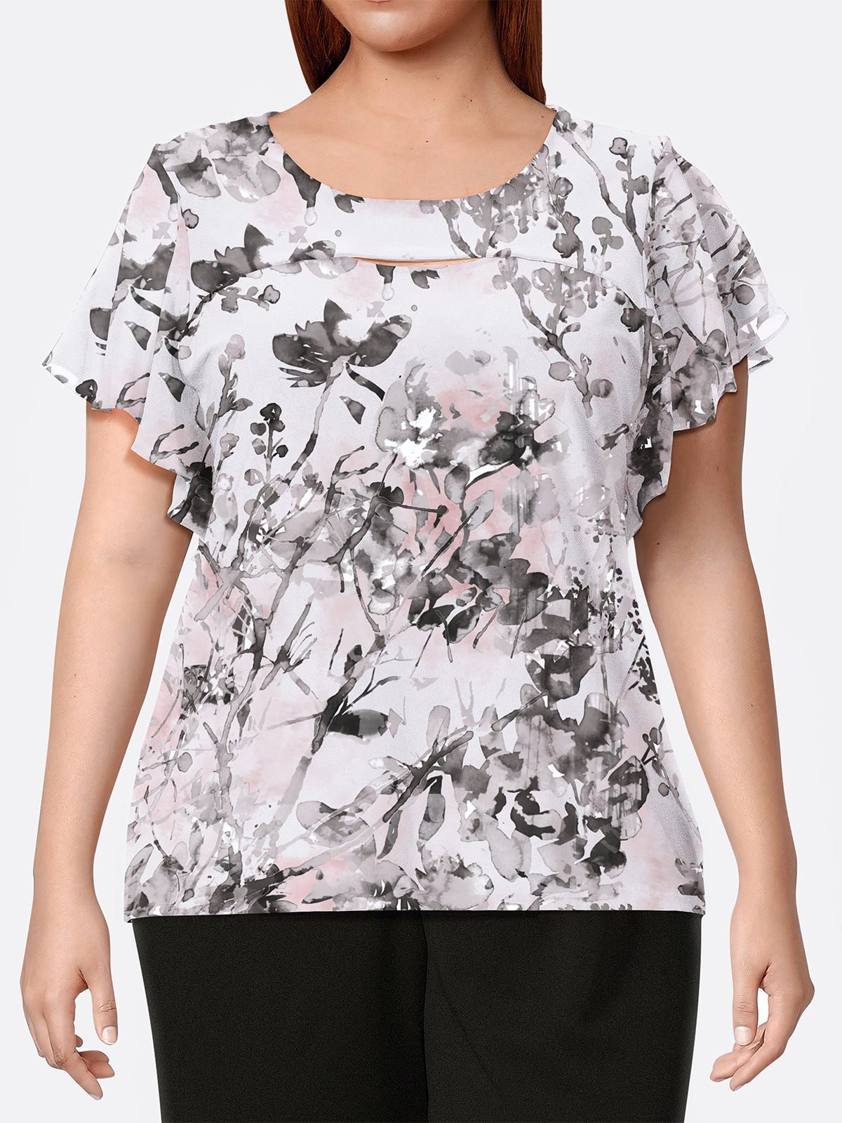 Cutout Short Sleeve Top - PLUS SIZE