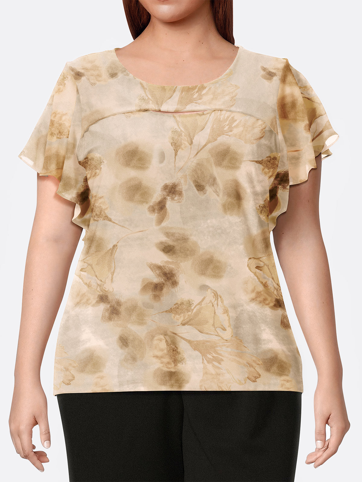 Cutout Short Sleeve Top - PLUS SIZE