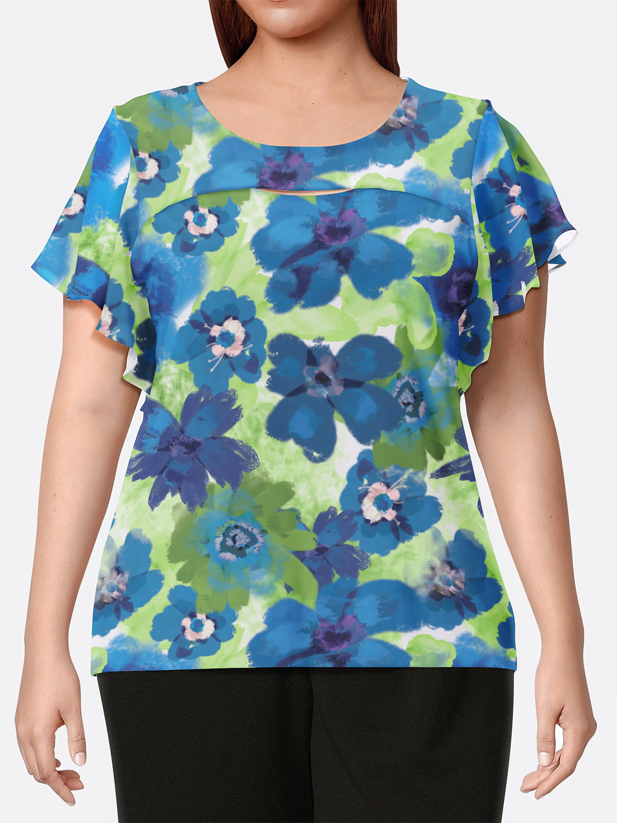 Cutout Short Sleeve Top - PLUS SIZE