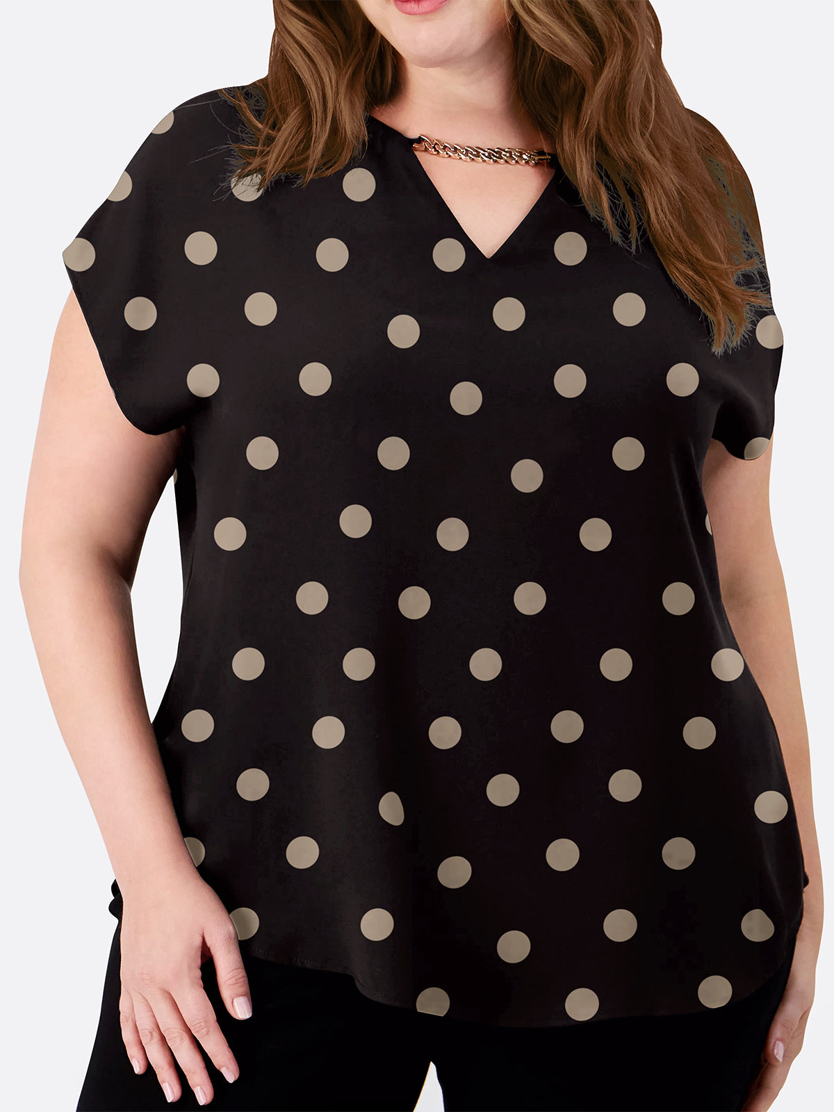 Chain Detail Cap Sleeve Top - PLUS SIZE