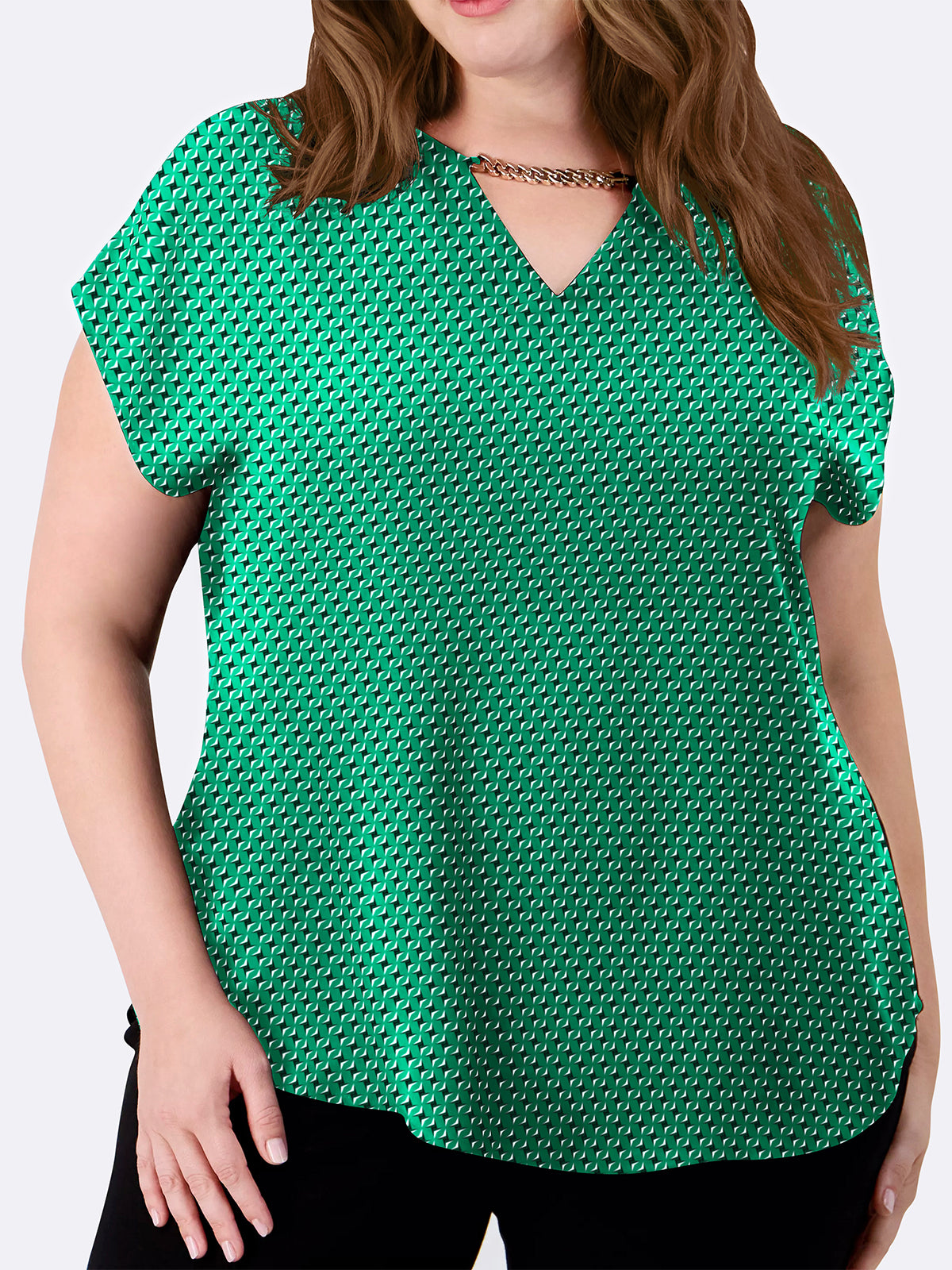 Chain Detail Cap Sleeve Top - PLUS SIZE
