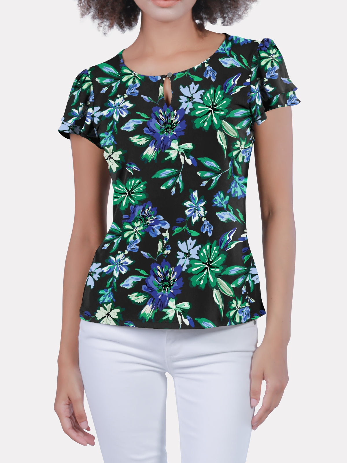 Keyhole Button Closure Top