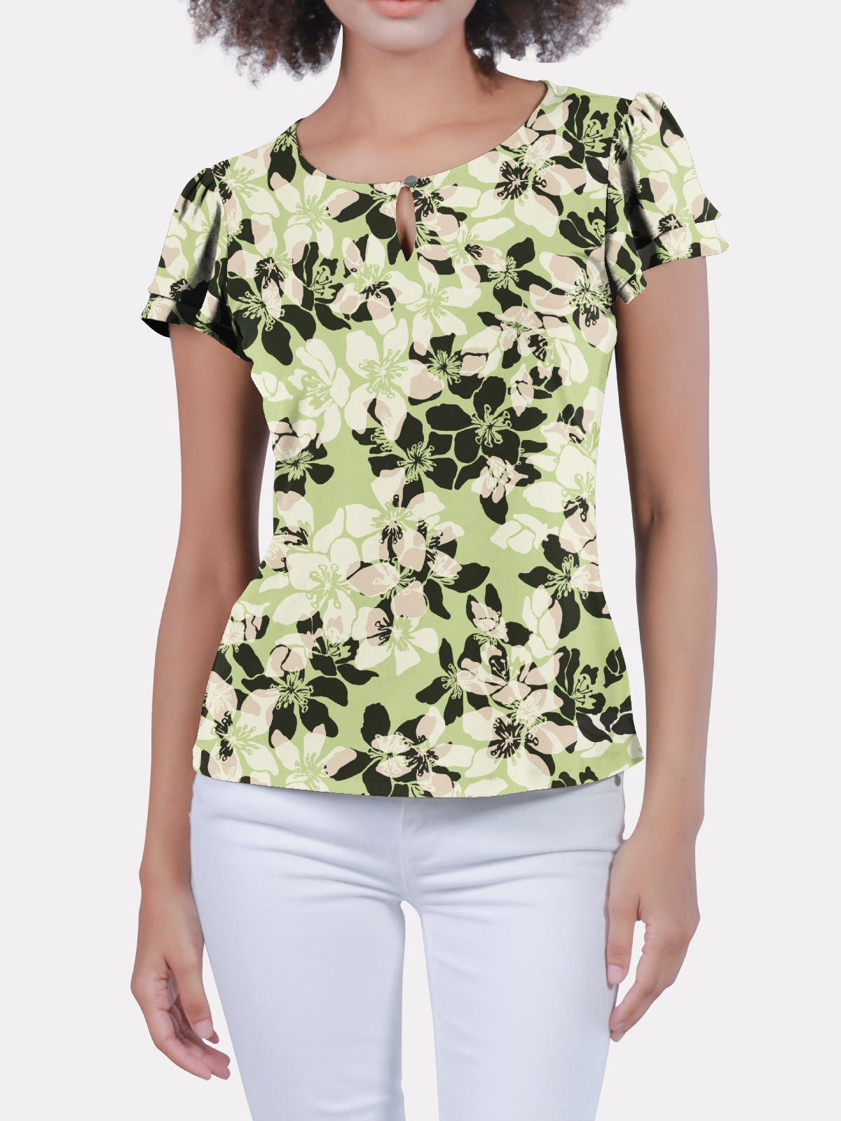 Keyhole Button Closure Top