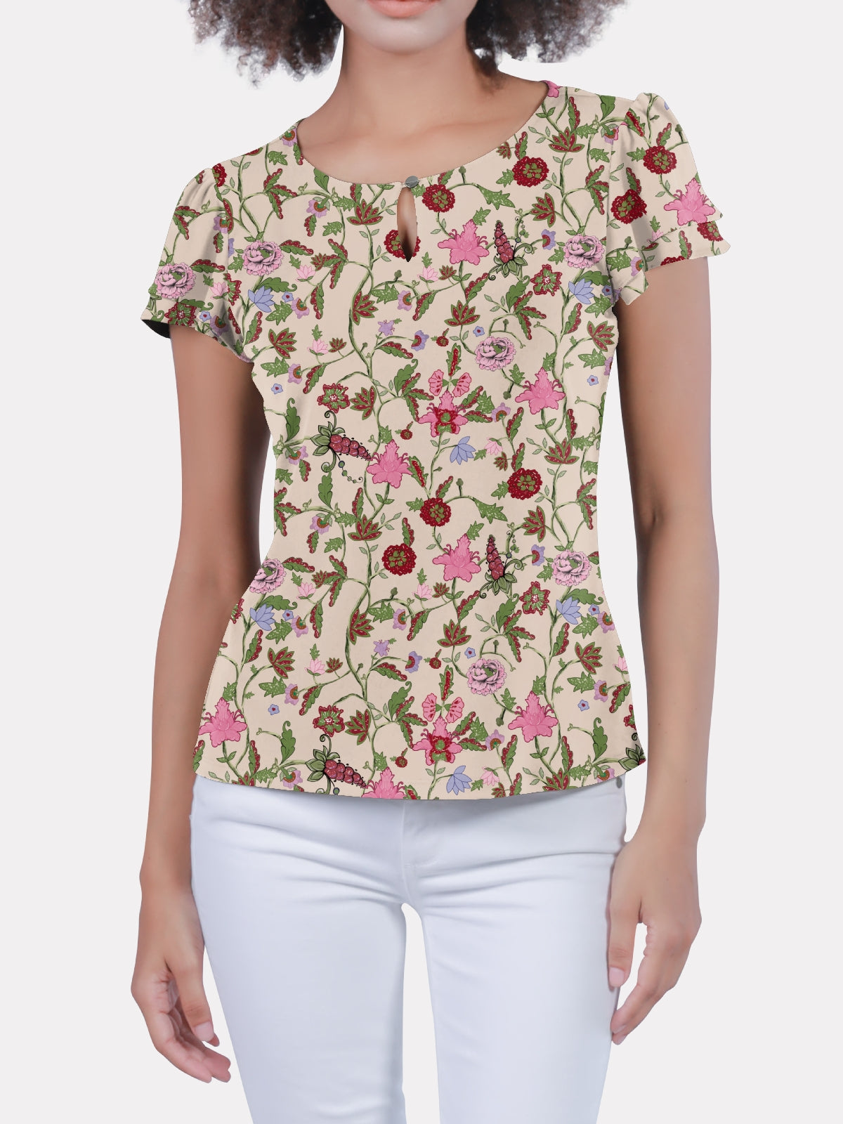 Keyhole Button Closure Top