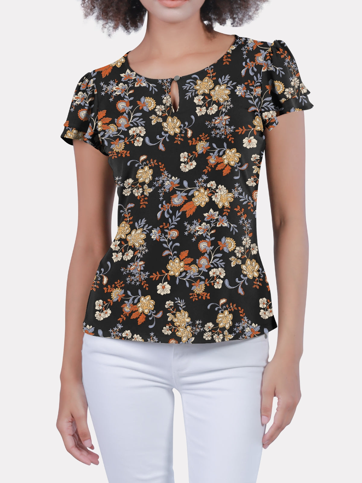 Keyhole Button Closure Top