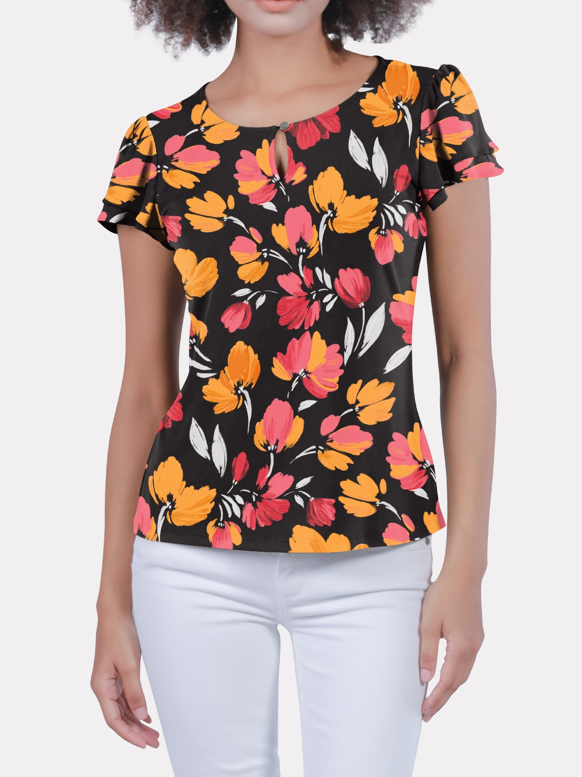 Keyhole Button Closure Top