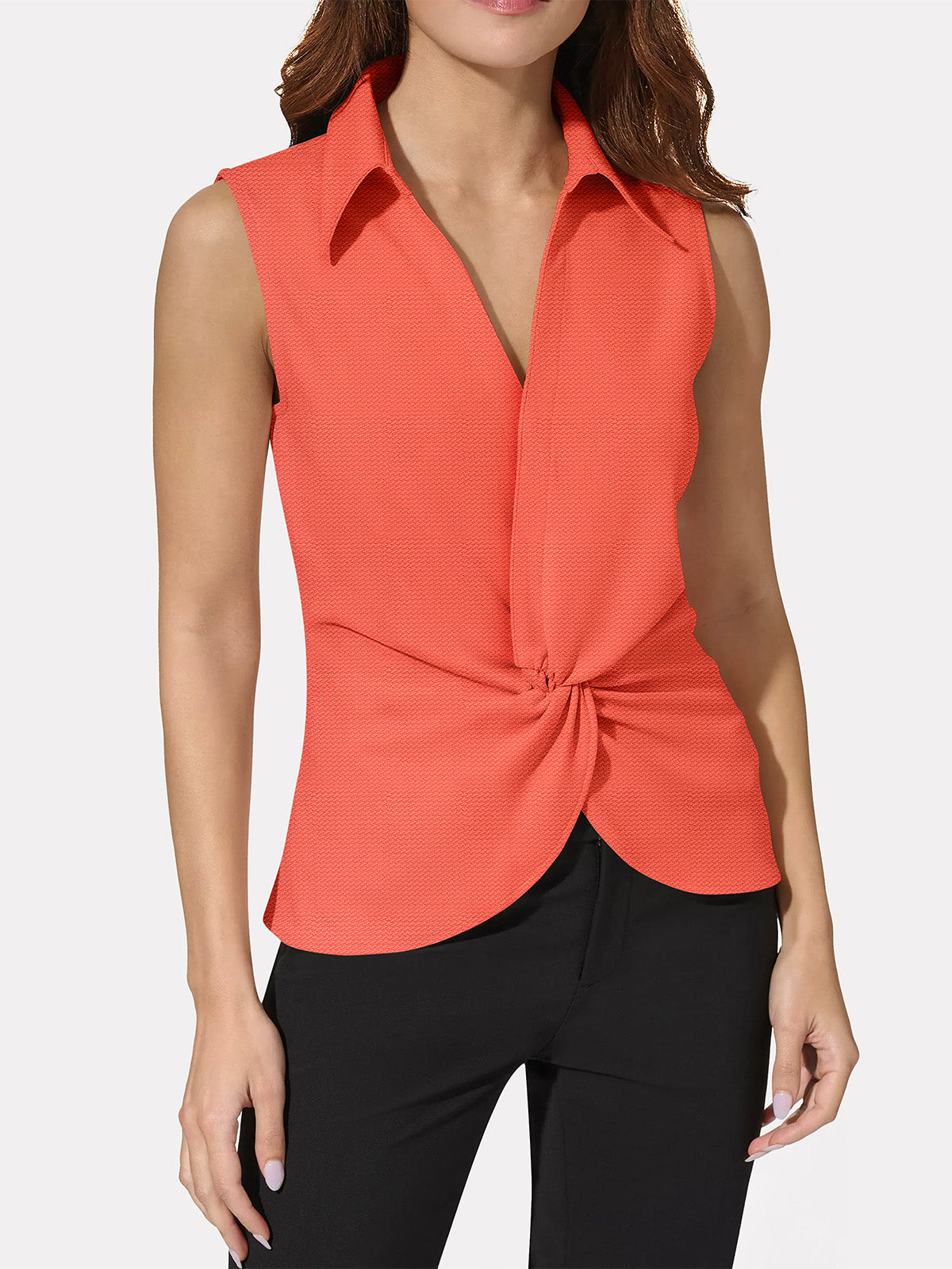 Collar Twist Front Top