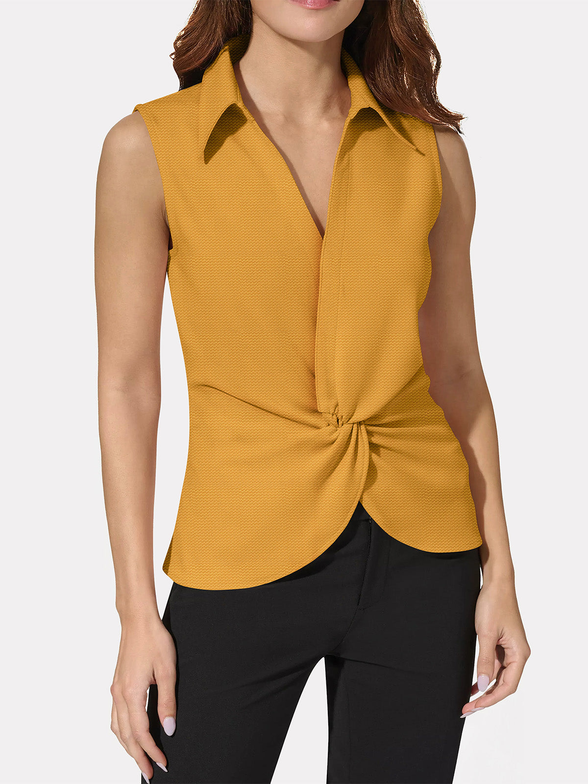 Collar Twist Front Top