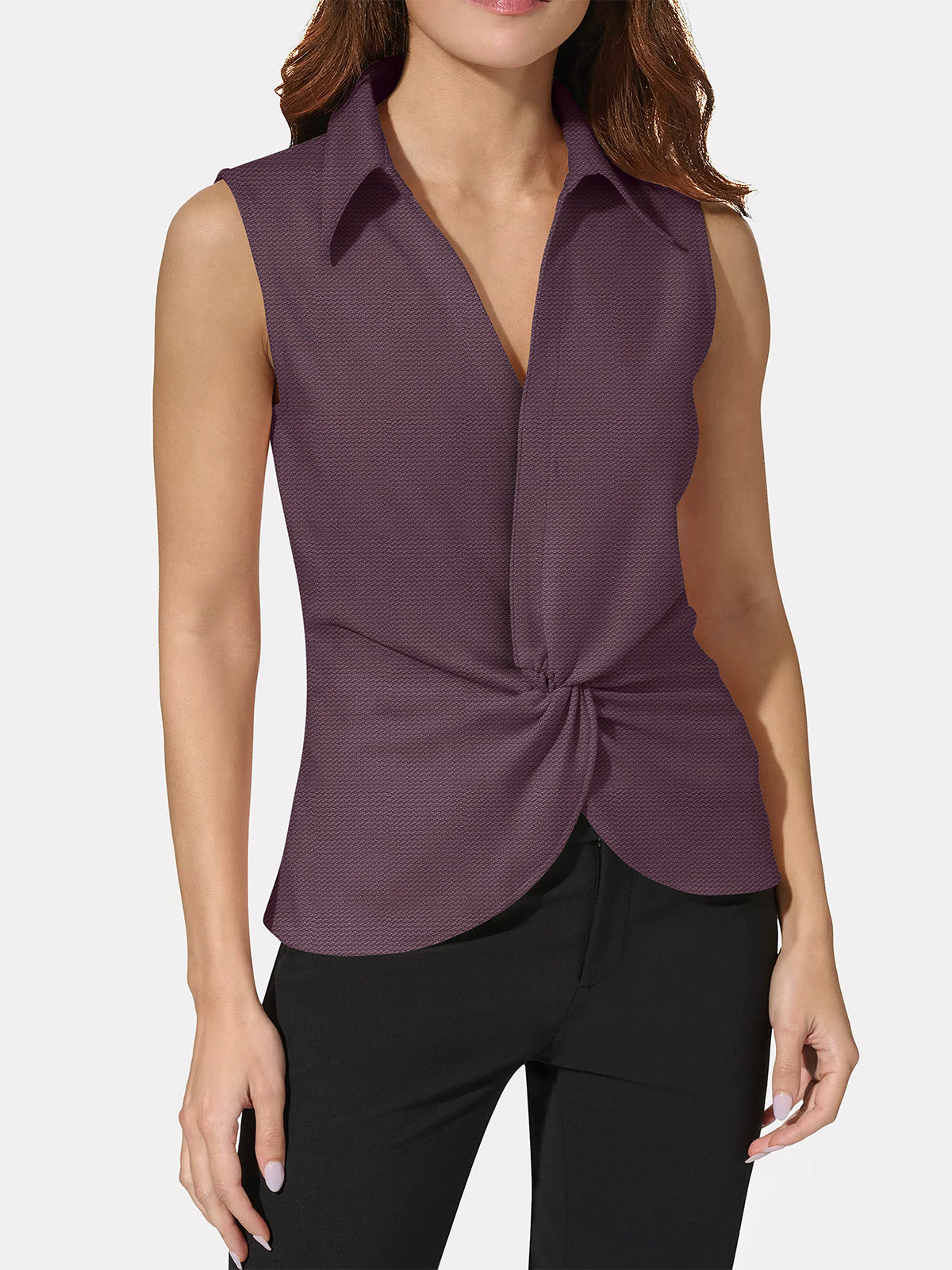 Collar Twist Front Top