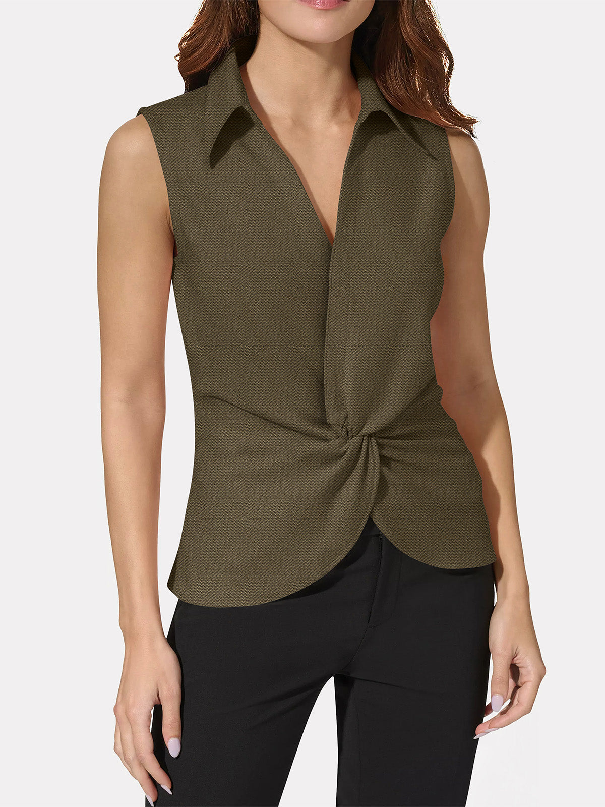 Collar Twist Front Top